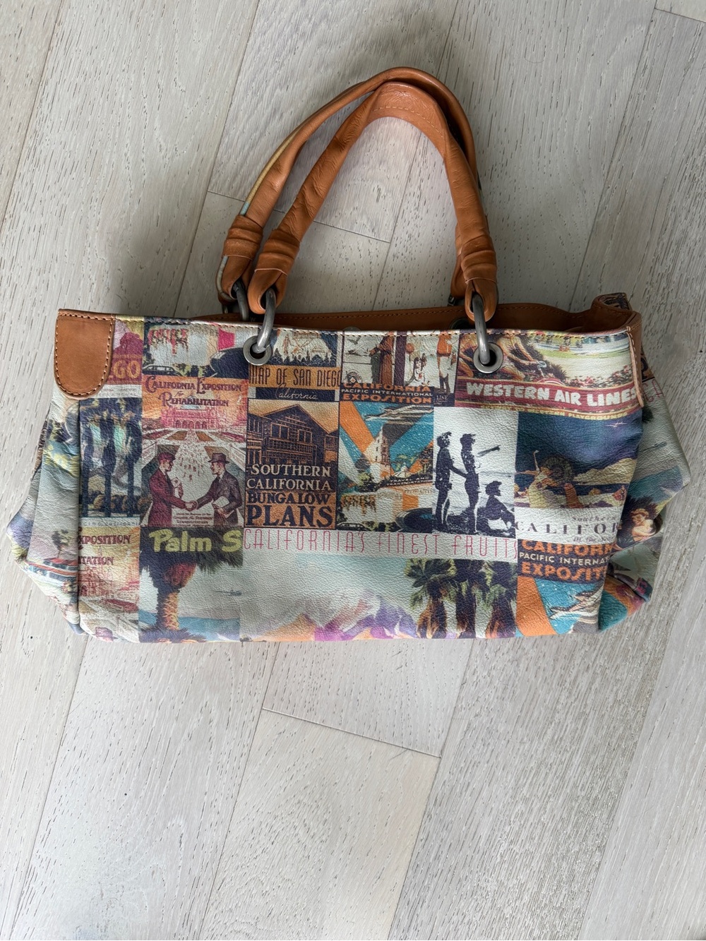 Leather multi Print Shoulder Bag